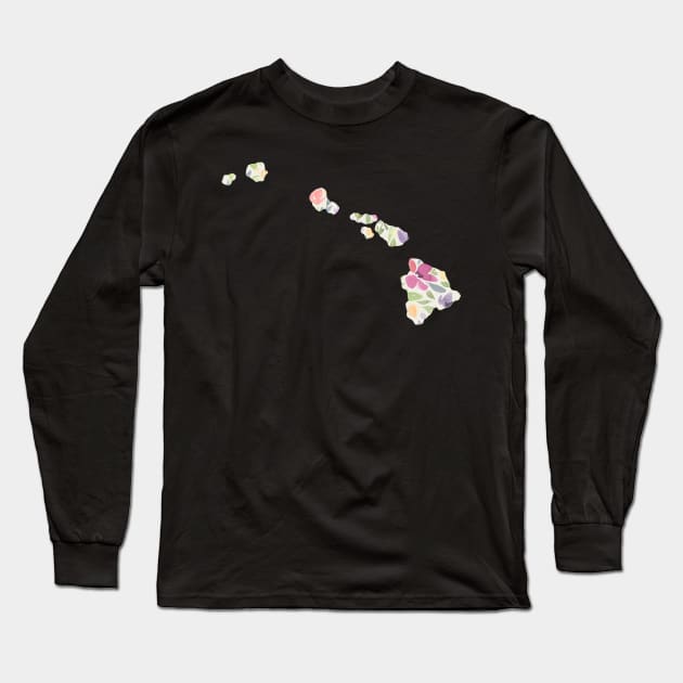 Hawaii Silhouette Florals Long Sleeve T-Shirt by randomolive
